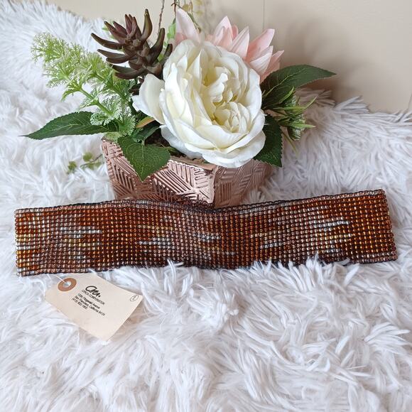 VTG Banana Republic Beaded Stretch Belt bohemian, hippie-inspired design S - Picture 1 of 5